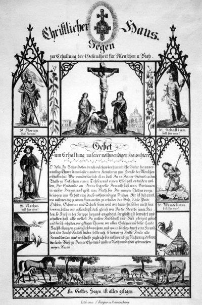 Christian House Blessing, with Illustration of the Weingarten Holy Blood Relic by Joseph Bayer